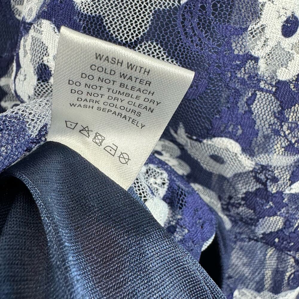 Simply Aster By Firmiana NWT Navy Blue Floral 3/4 Sleeve Ruffled‎ Blouse Size 2X - Picture 9 of 9